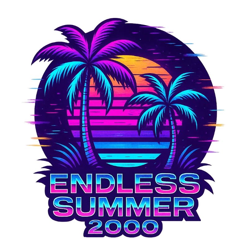Neon Sunset Palm Trees Design