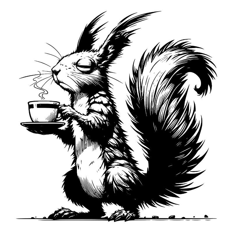 Kleines Hörnchen, große Tasse Eichhörnchen Koffein