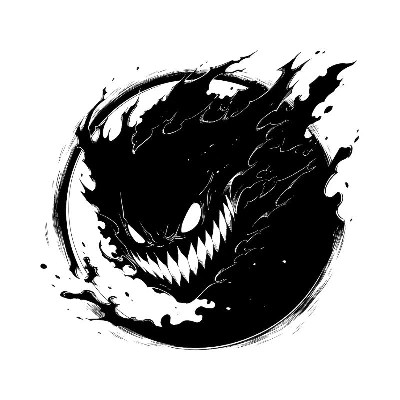 Dunkler Shadings-Vektor mit Dämonengesicht