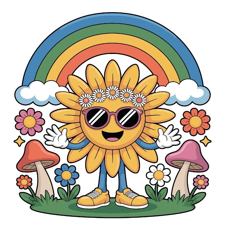 Hippie - Sonnenblume Regenbogen