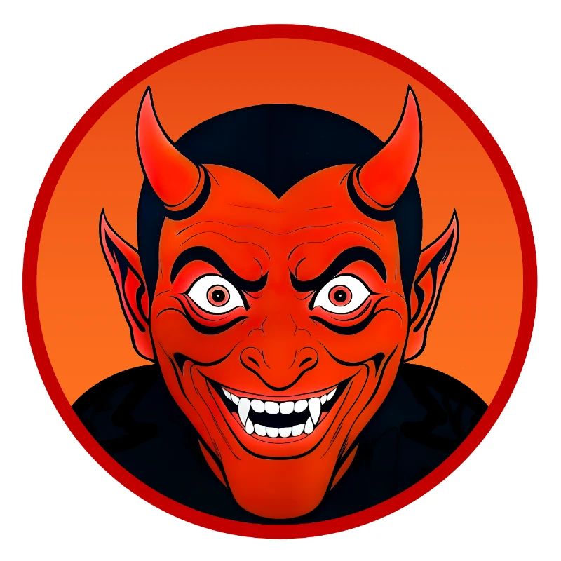 Demonic Devil's Head with Horn