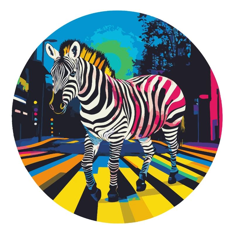 Buntes Zebra in Neon-Stadtbild