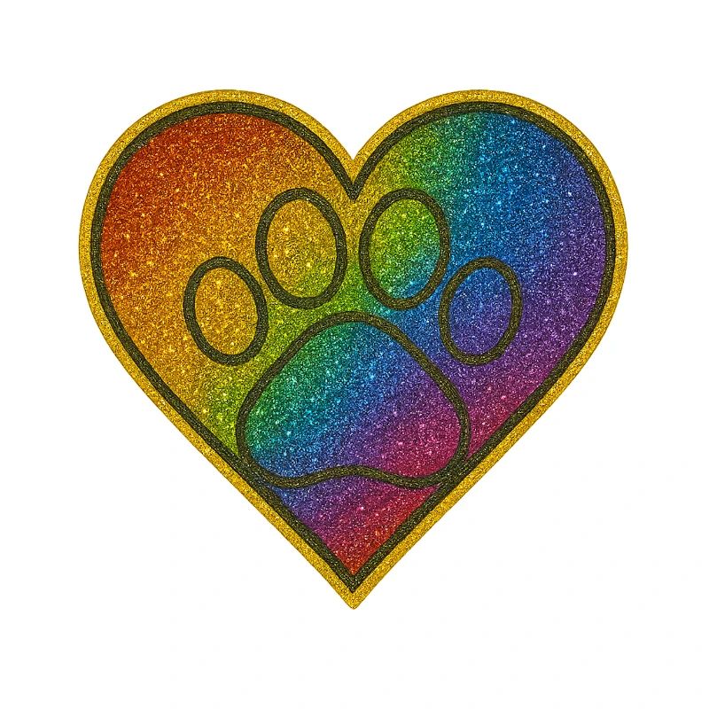 Rainbow Heart Paw Glitter
