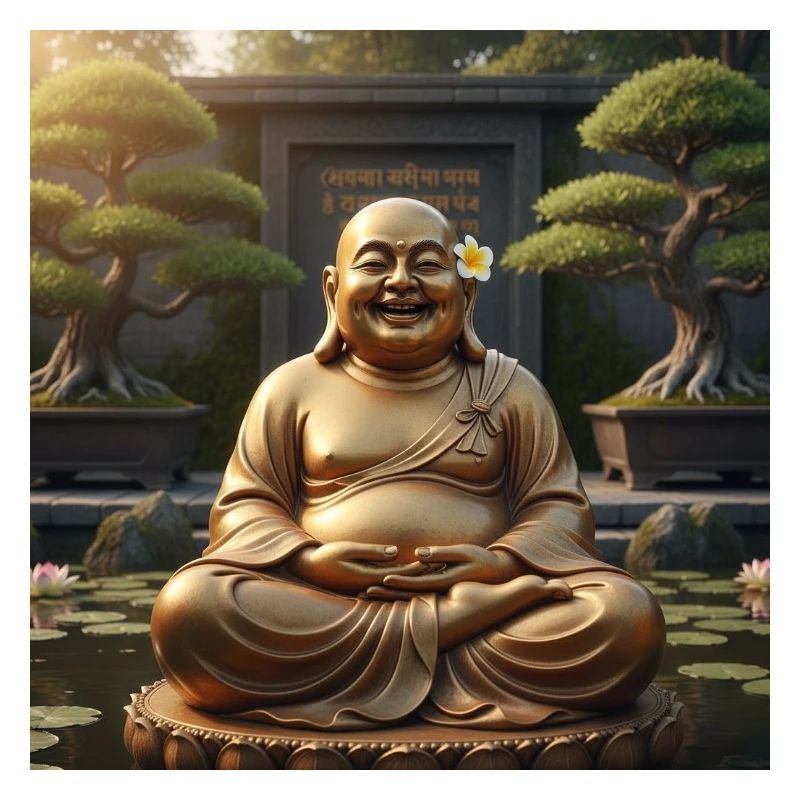 Goldener Lachender Buddha Gartenfigur
