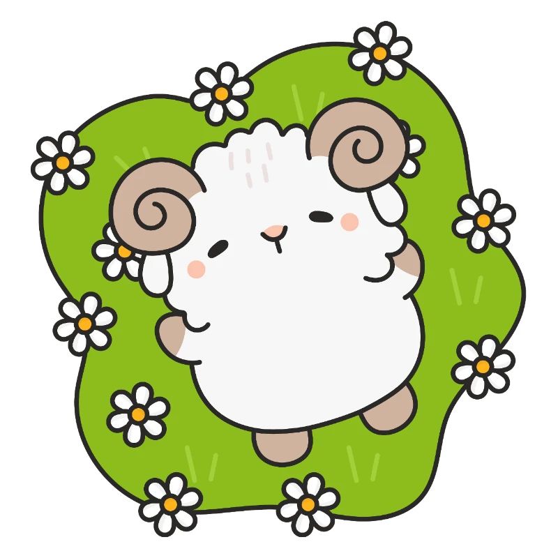 Enchanted sheep in spring