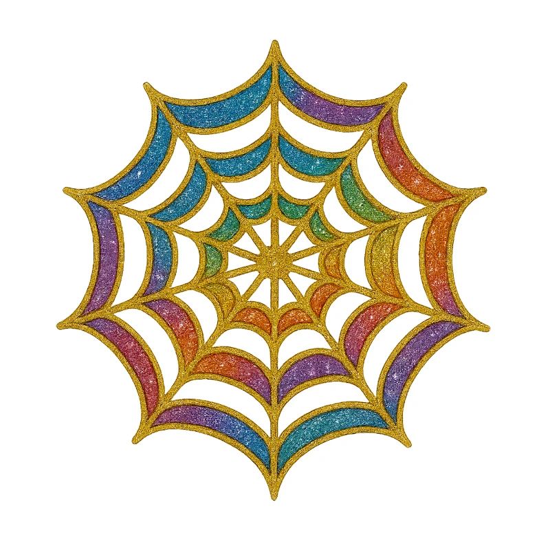 Spider Web | Rainbow Spider Web Gold Glitter