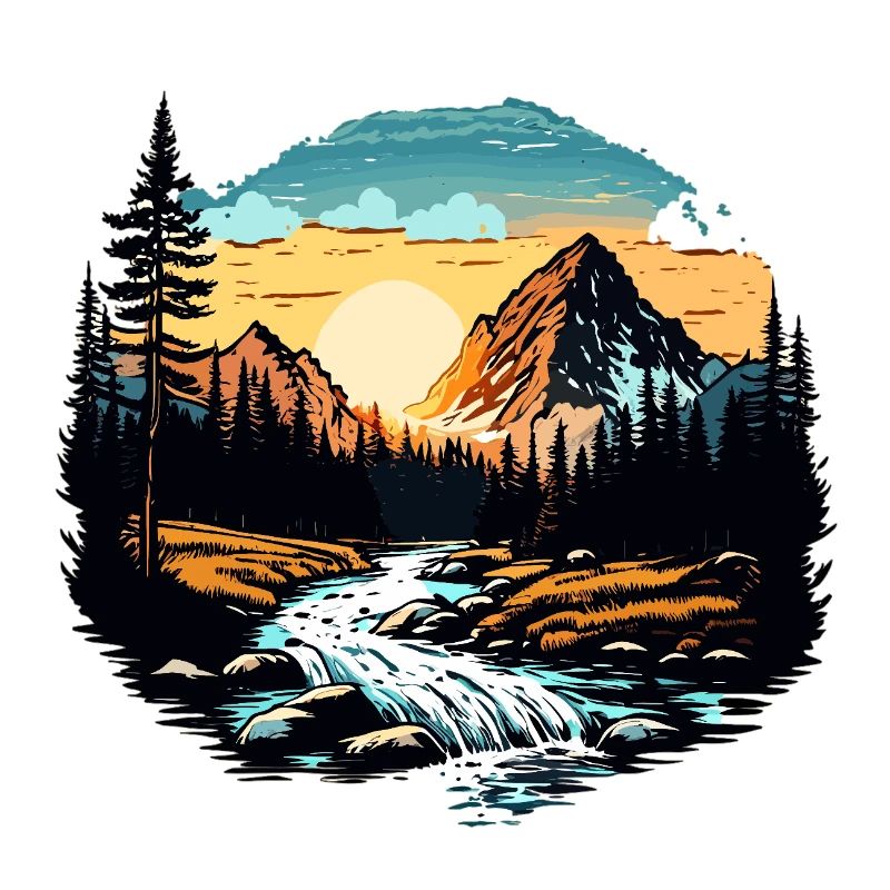 Coucher de soleil en montagne