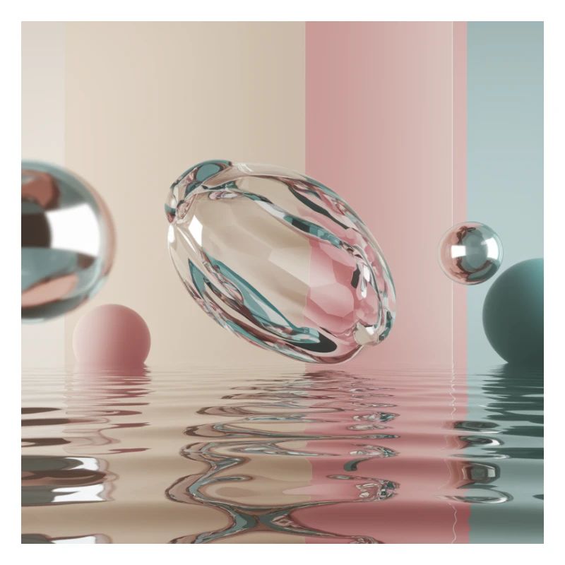 Reflets pastel dans sphère abstraite