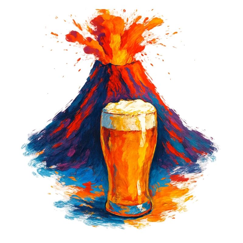 Vulkan Bierkunst Wasserfarben
