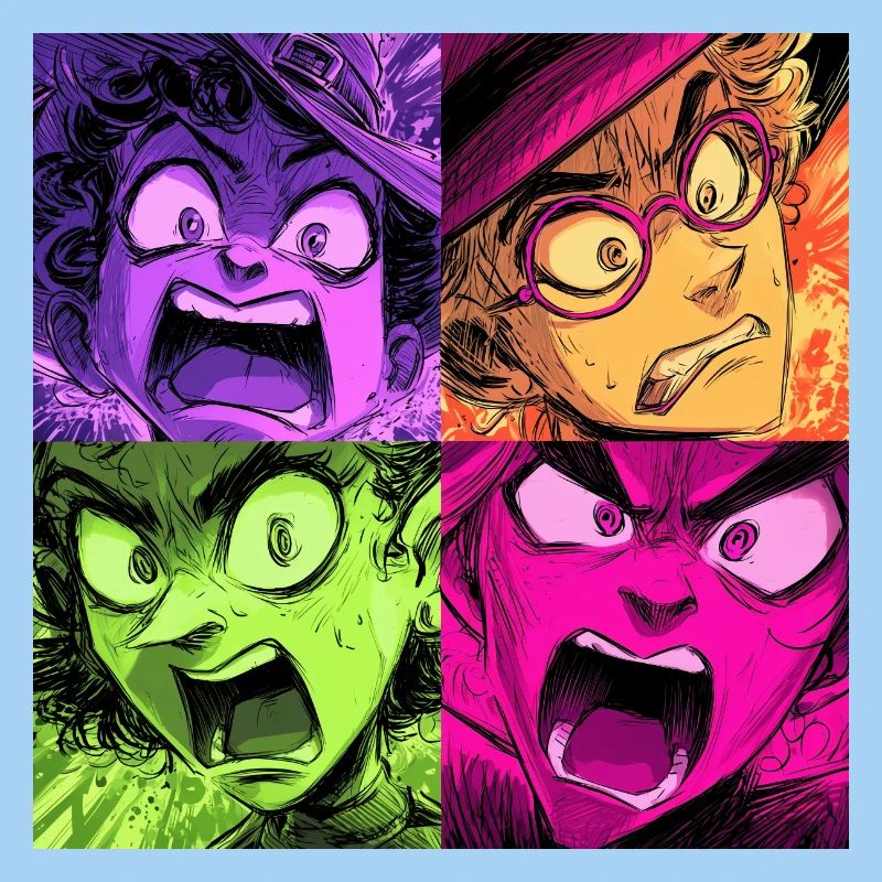 Farbenexplosion Schreie Collage Hexen