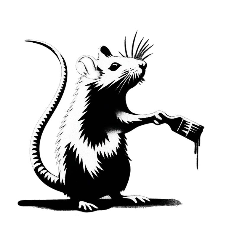 Ratte malt Tropfenfarbe | Eigener Spruch