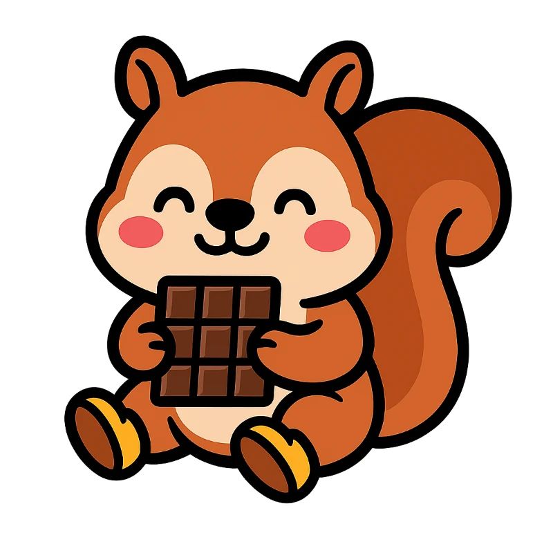 Eichhörnchen mit Schokoriegel