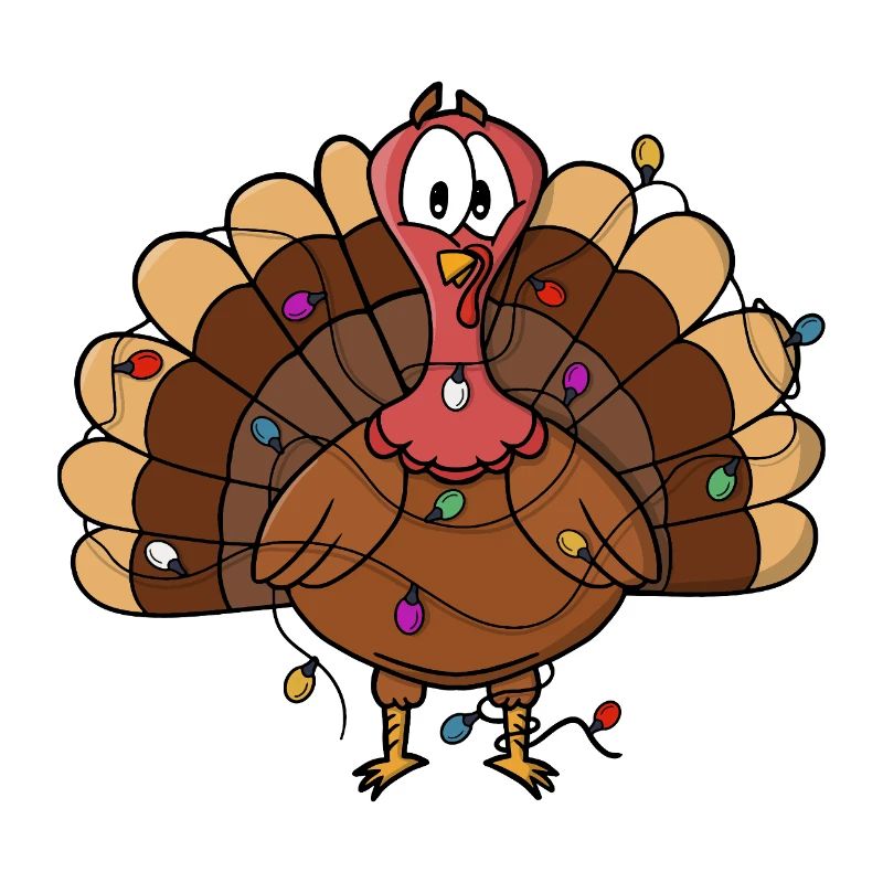 Festive Turkey with String Lights