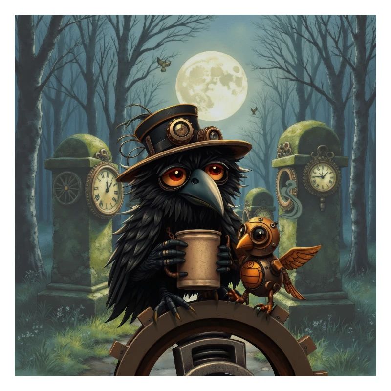 Nacht-Steampunk-Rabe
