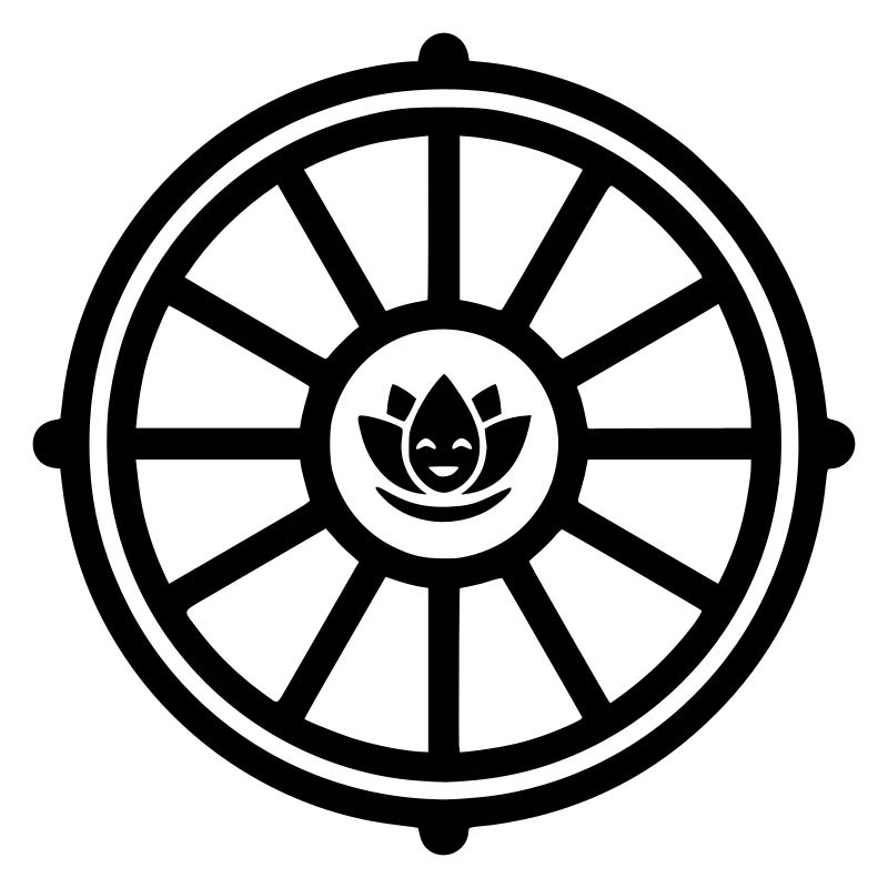 Roue du Dharma avec Lotus | Symbole du bouddhisme