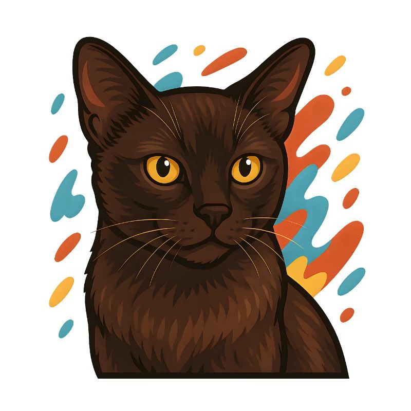Burma-Katze mit buntem Hintergrund