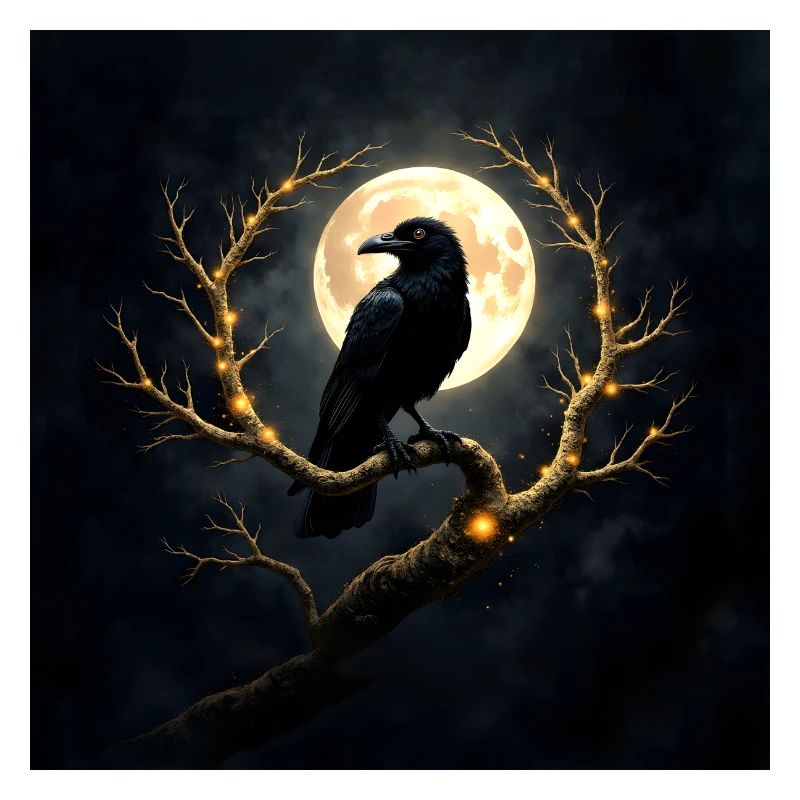 Raven on the Illuminated Moon