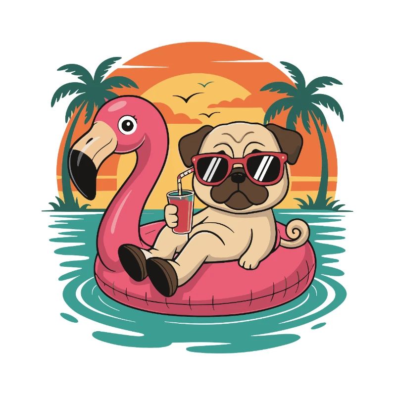 Lustiger Mops tropischer Sommerflamingo-Float