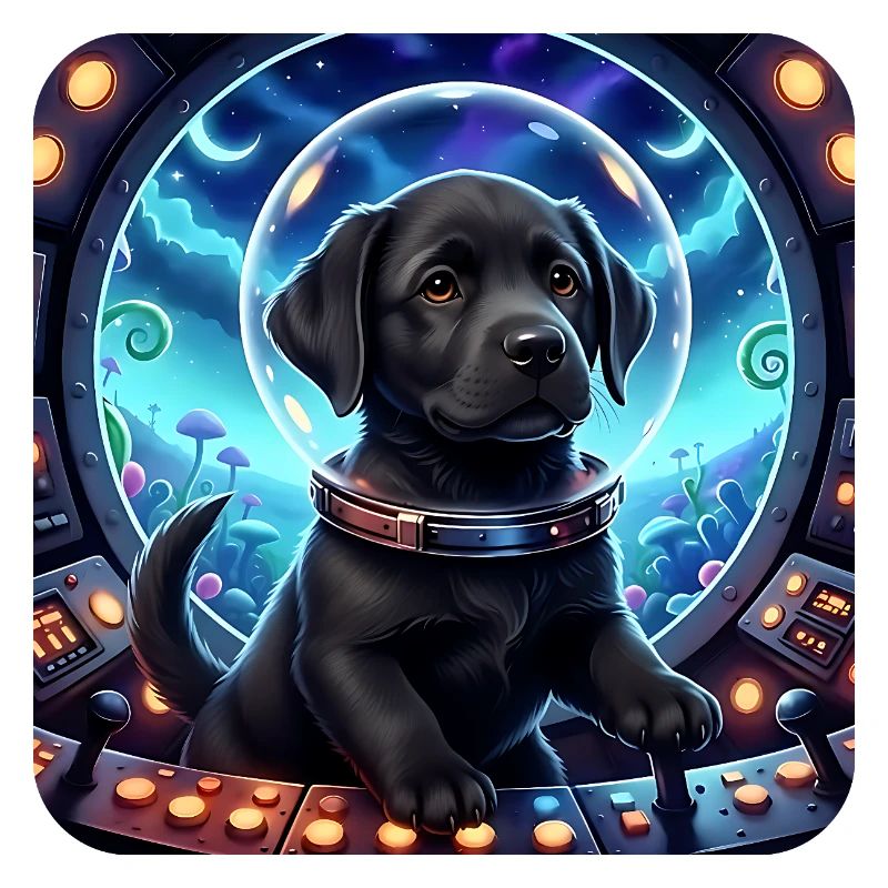 Cosmic Pup dans le cockpit spatial