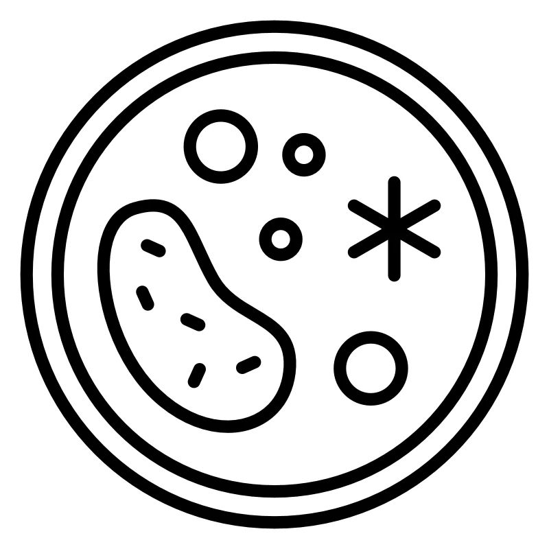 Boîte de Petri avec champignons, germes, virus et bactéries