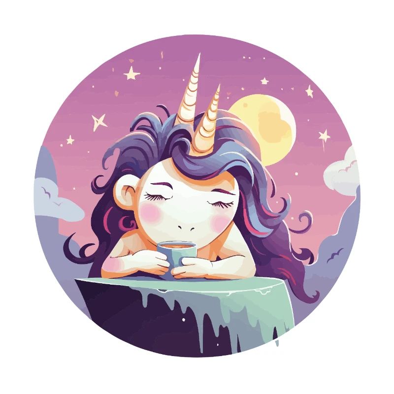 Moon tea unicorn in the evening