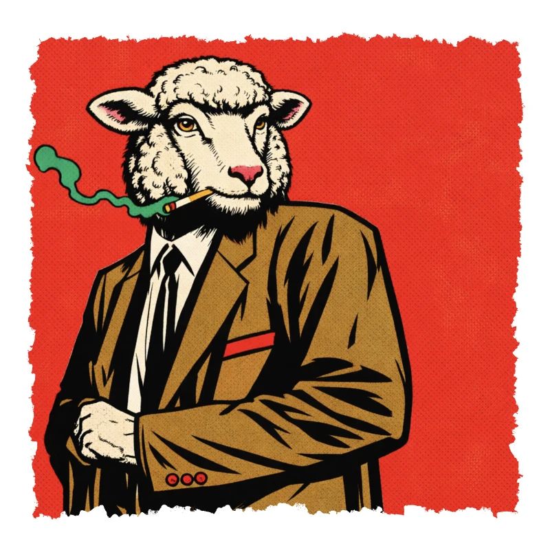 Lamm im Anzug mit Pfeife