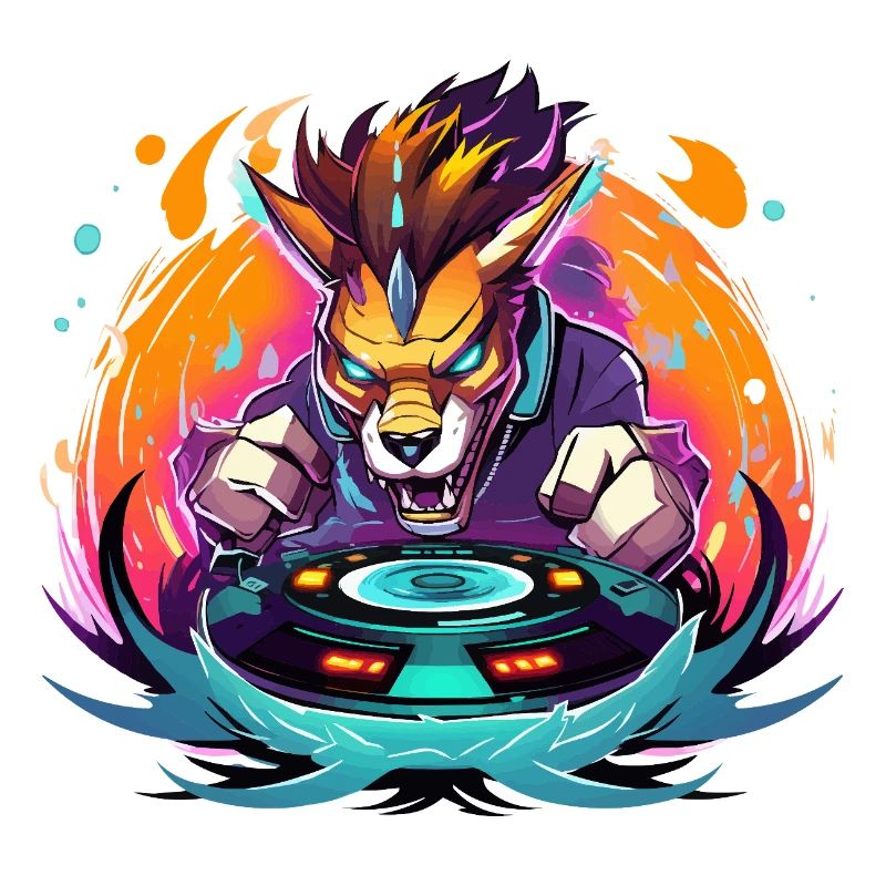 Wolfs-DJ Neon Feuer