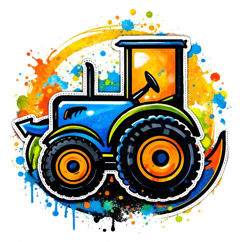 Bunter Traktor im Graffiti-Stil  