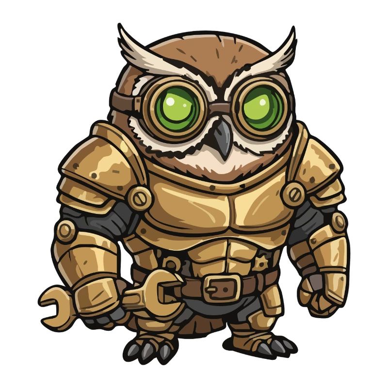 Owl Engineer Steampunk Golden Armor