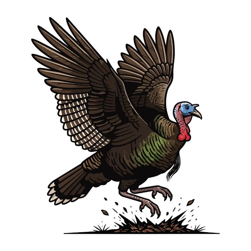 Wild Turkey in Flight Wilderness Forest
