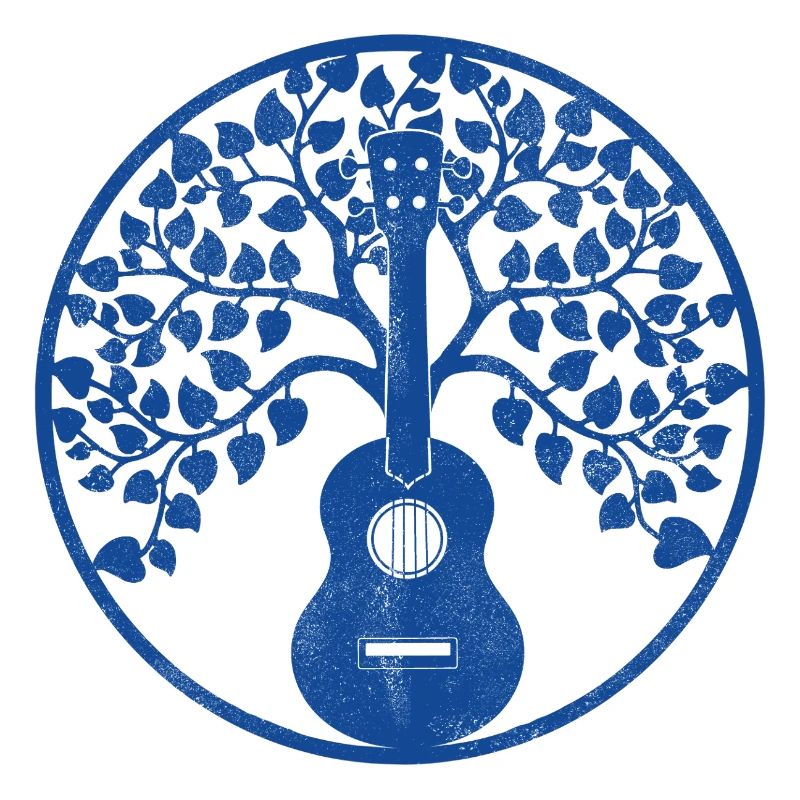Ukulele tree mandala blue