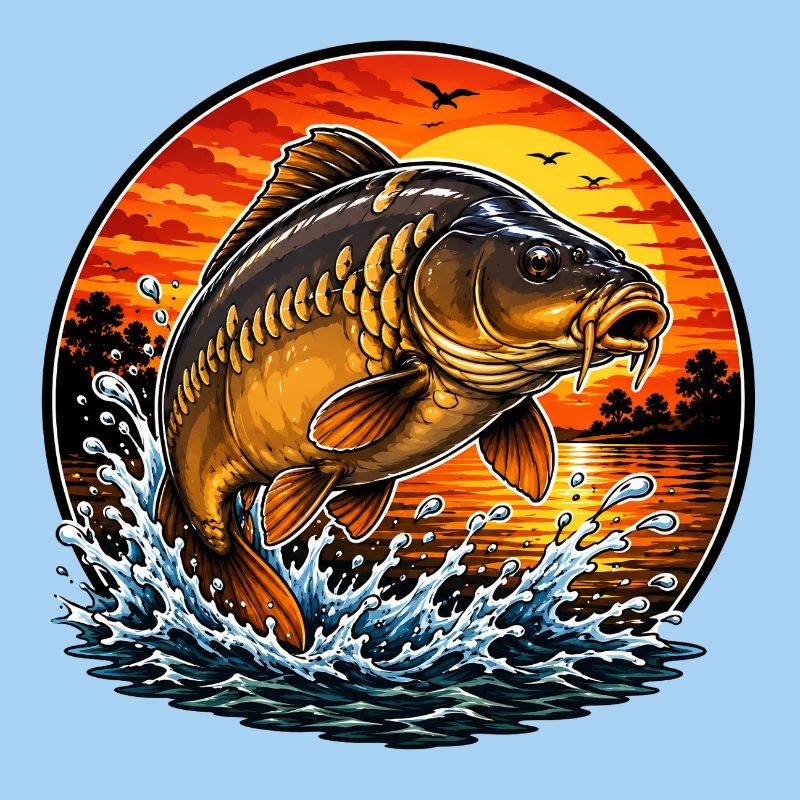 Sunset Mirror Carp Jump