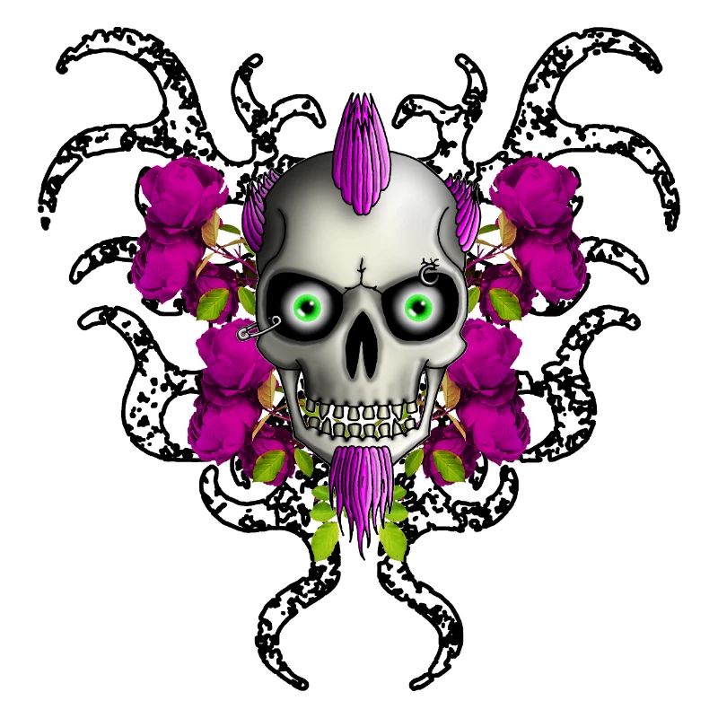 Gothic Punk Skull Roses R6Z