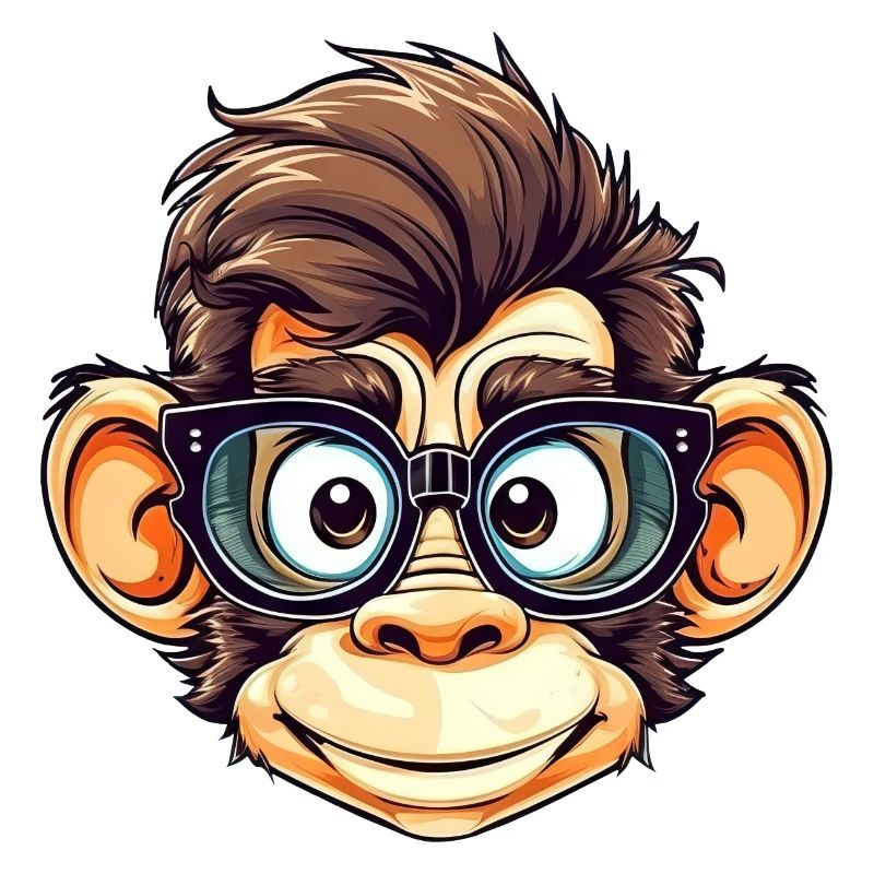 Nerdy chimpanzee with nerd glasses