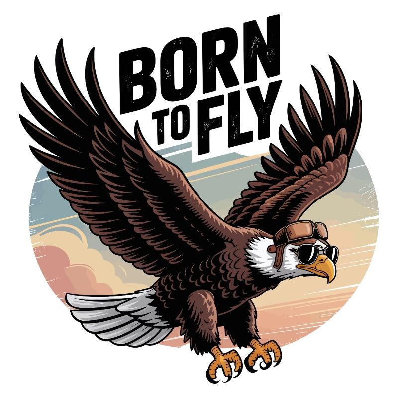 Vigilant Eagle with Sunglasses and Aviator Cap