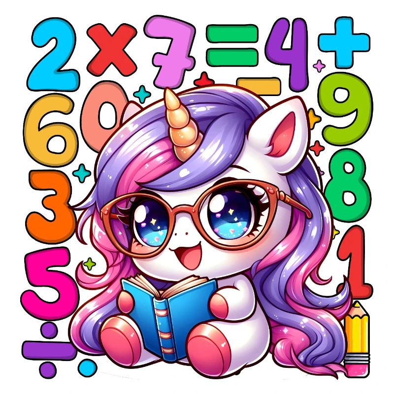 Number Day Whimsical Unicorn Math Learning Design
