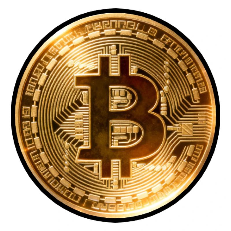 Rayons de pièces Bitcoin dorées