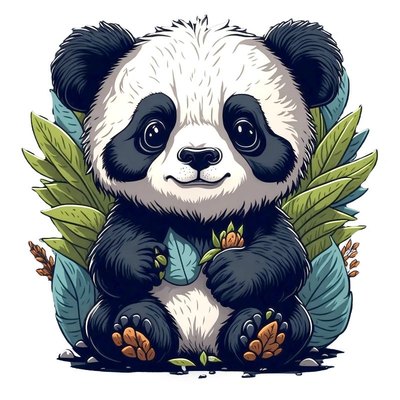 Le panda dans la forêt de feuilles