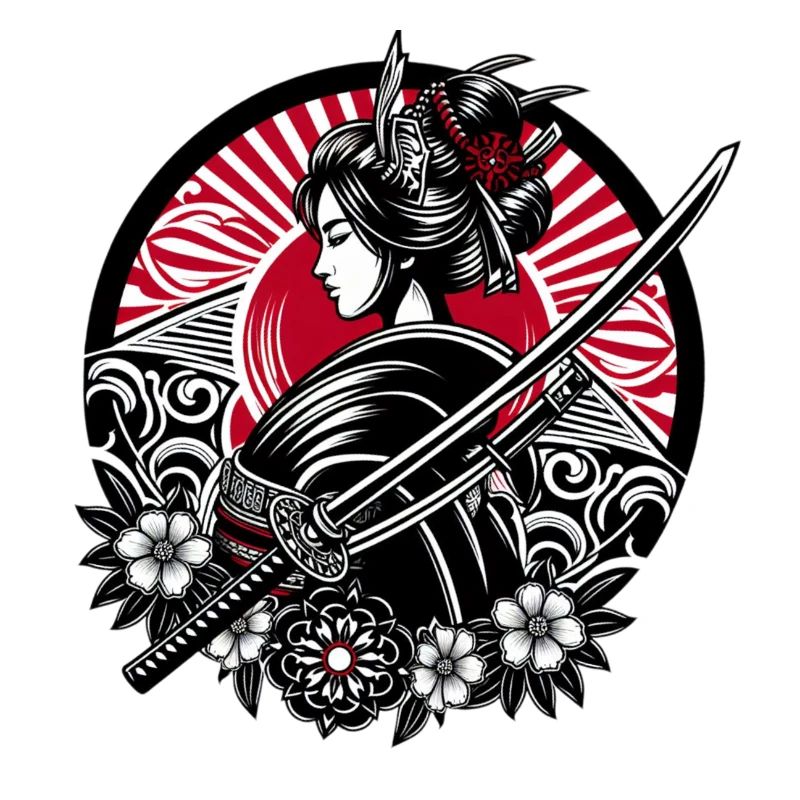 Samurai Mädchen Blumen