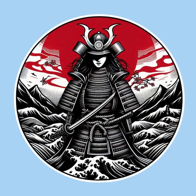 Roter Samurai Krieger Weiß