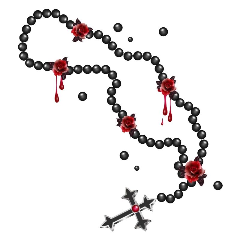 Dessin du chapelet avec perles et roses