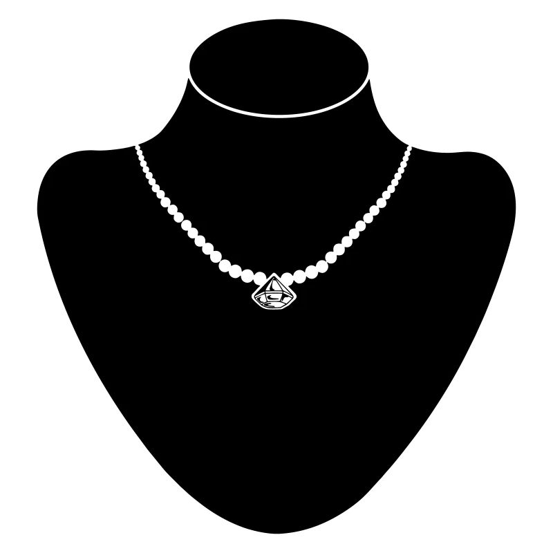 Support col bijoutier avec collier de perles et diamant