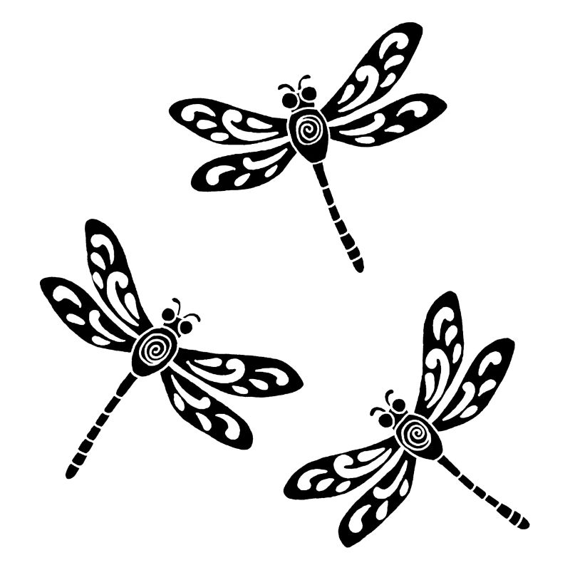 Trio schwarzer Libellen