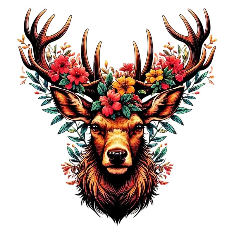 Hirsch mit Blumen