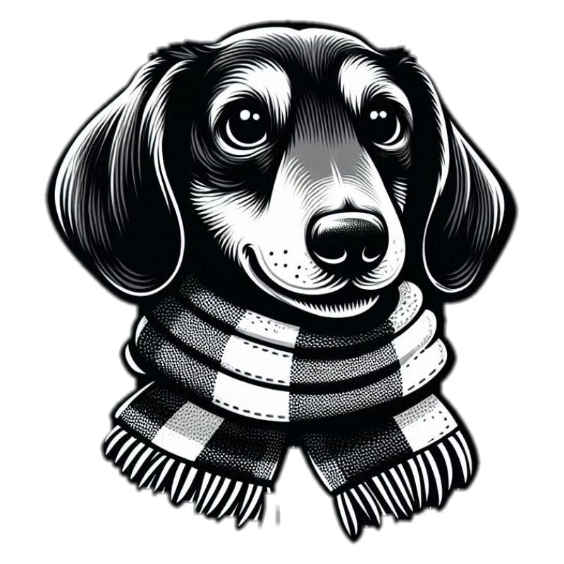 Teckel avec écharpe