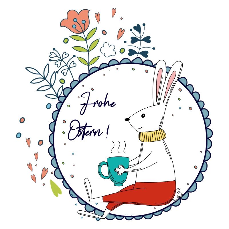 Osterhase mit Teetasse