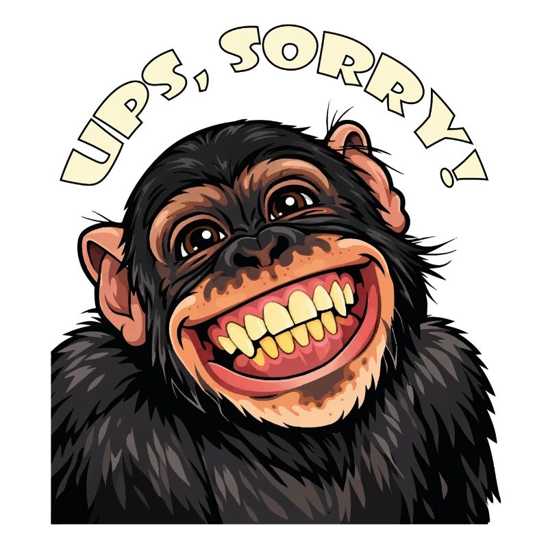 Oops, sorry! Funny Grinning Cartoon Monkey