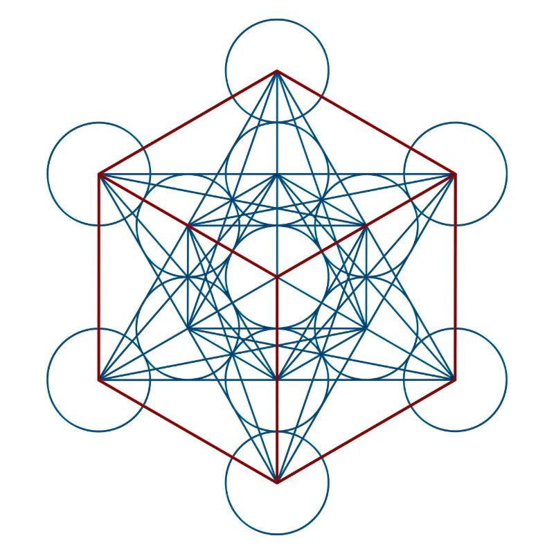 Le cube de Metatron - rouge bleu