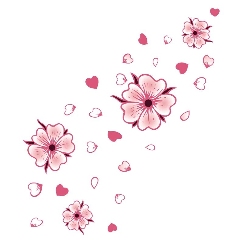 Flying Cherry Blossoms with Hearts Sakura Spring