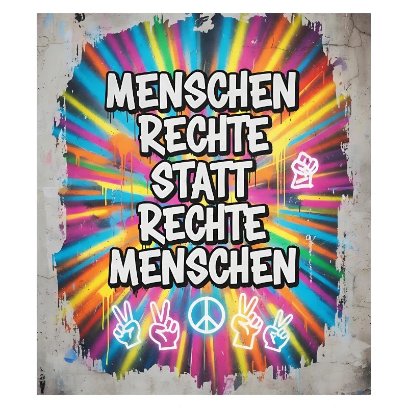Buntes Graffiti Menschenrechte Statement
